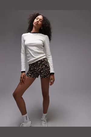 Topshop Contrast long sleeve everyday tee in off - IVORY