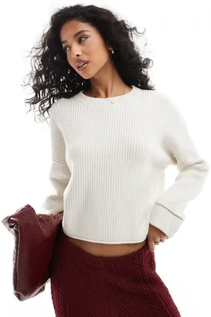 Pull&Bear Ribbed knitted jumper in ecru