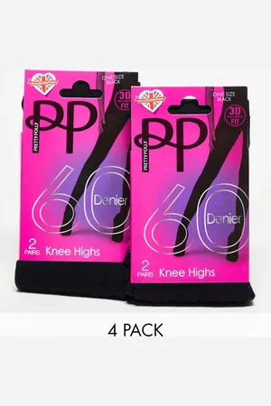 Pretty Polly 4-pack 60 denier knee high socks in