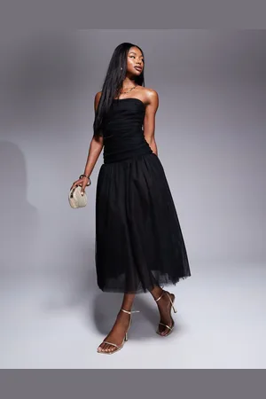 Rare Fashion London tulle bandeau drop waist maxi dress in