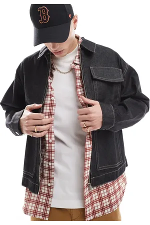Bershka Double pocket co-ord denim jacket in dark