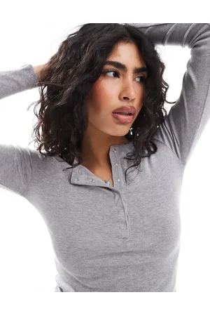 Bershka Henley top in melange