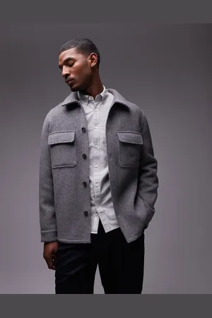 MANGO Button down herringbone shacket in
