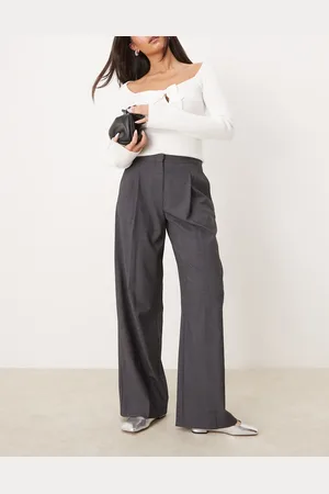 MANGO Pleat front relaxed fit trousers in