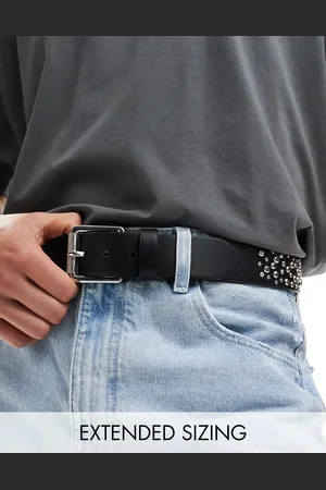 ASOS Faux leather belt with stud and crystal detail in black