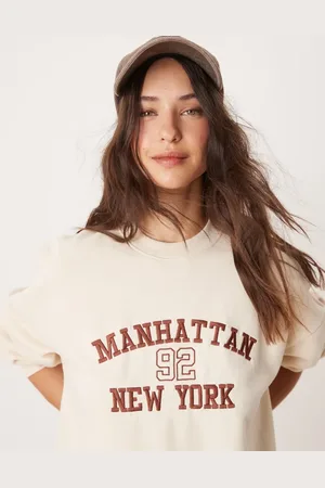 Miss Selfridge Manhattan oversized sweatshirt in ecru