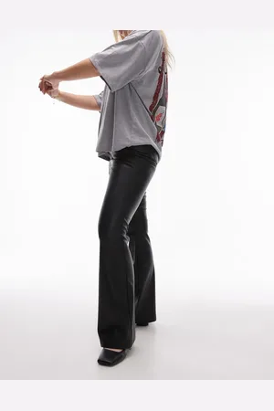Topshop Hourglass faux leather flare trouser in
