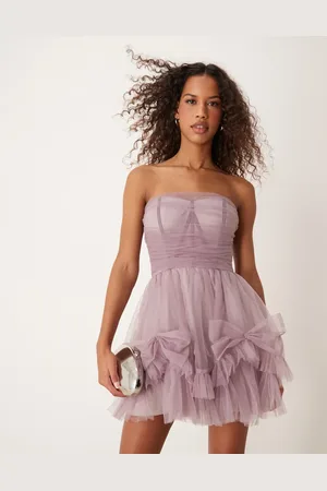 Lace & Beads Corset overlay mini dress in lilac