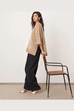 ASOS Oversized compact knit metallic t-shirt in