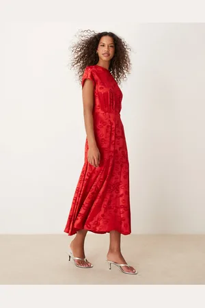 Never Fully Dressed Embossed satin midaxi dress in