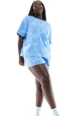 ASOS ASOS DESIGN Curve brunch oversized tee & short pyjama set in