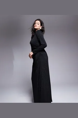 Jaded Rose Hotfix long sleeve maxi dress in