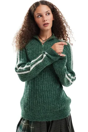 Emory Park Side-stripe oversized jumper in forest