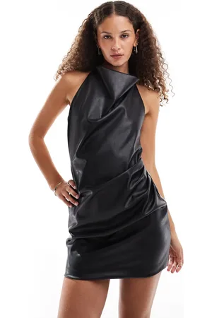 Emory Park Faux leather cowl neck mini dress in