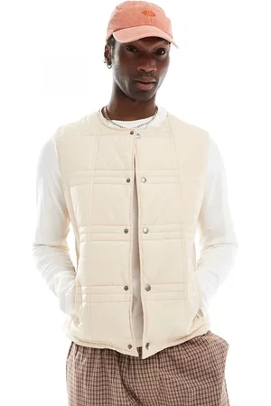 Native Youth Padded check quilt gilet in cream