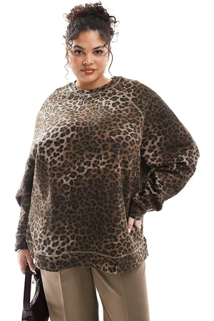 ASOS ASOS DESIGN Curve Heavyweight oversized sweatshirt in leopard