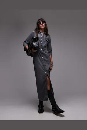 AllSaints Blair denim maxi dress in washed