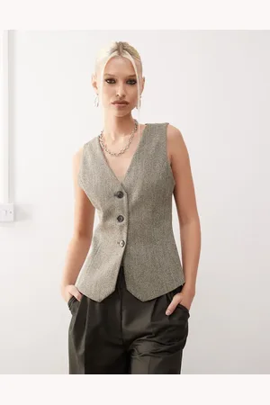 Urban Revivo Textured waistcoat top in natural