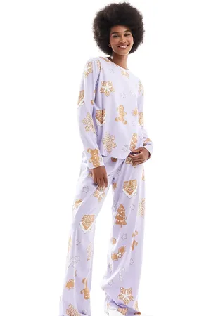 ASOS ASOS DESIGN Tall gingerbread house long sleeve top & trouser pyjama set in