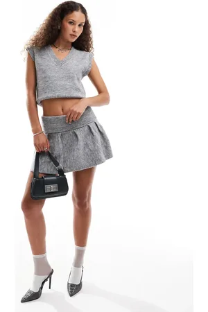 Emory Park Fold detail knitted pleat mini skirt co-ord in