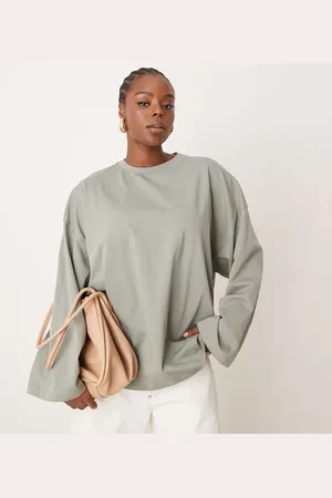ASOS Curve premium heavyweight cotton oversized long sleeve t-shirt in olive