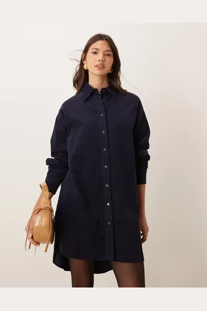 Glamorous Chuck on smock dress in dark micro cord