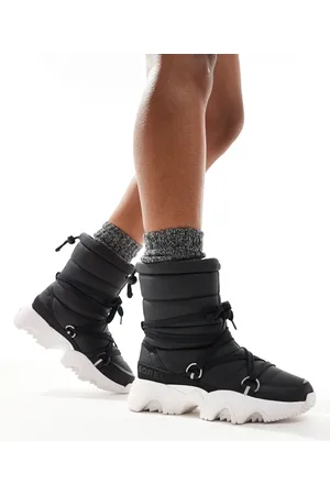 sorel Kinetic Impact NXT WP waterproof fleece lined puffer snow boots in and sea salt