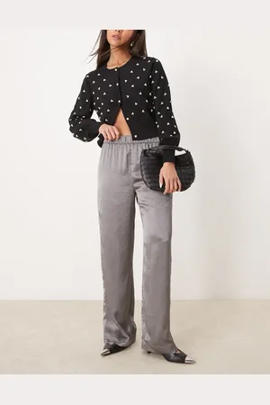 JDY Wide leg metallic trousers in