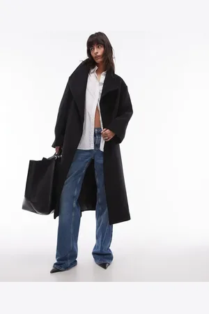 MANGO Wool mix wrap waist jacket in