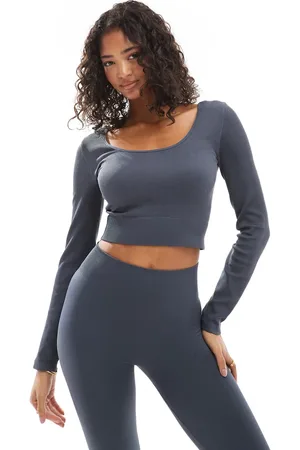 ONLY Seamless 2 way crop top co-ord in washed