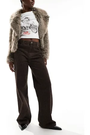 Stradivarius Straight leg jean in dark wash leopard
