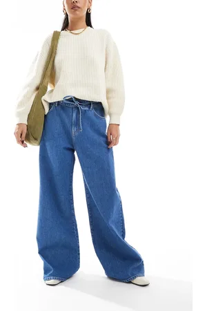 ASOS Baggy jeans with tie up belt in mid