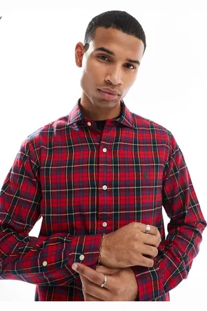 Ralph Lauren Icon logo check sanded twill shirt custom fit in /navy