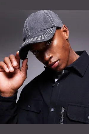 ASOS Washed cap with contrast peak and stitching in