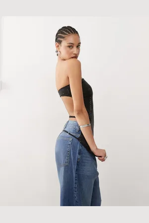 COLLUSION Halter neck backless top in retro sequin in