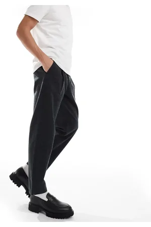 JACK & JONES Wide tapered fit cotton twill smart trouser in