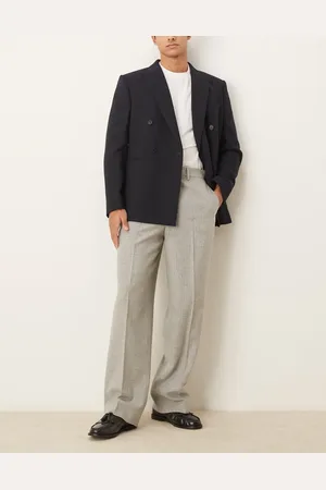 ASOS Smart wide leg wool blend trousers in light pinstripes