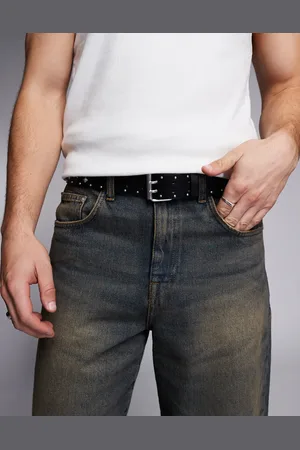 ASOS Faux leather belt with star studs in