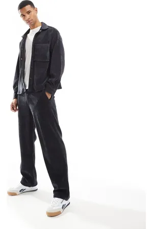 Bershka Cord baggy co-ord trousers in washed
