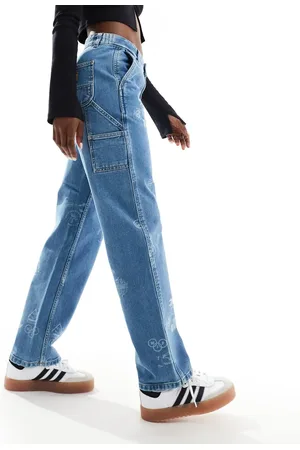 Carhartt Stamp print relaxed straight fit jeans in bleach wash