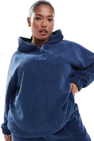 ASOS ASOS DESIGN Curve lounge microfleece hoodie in dark