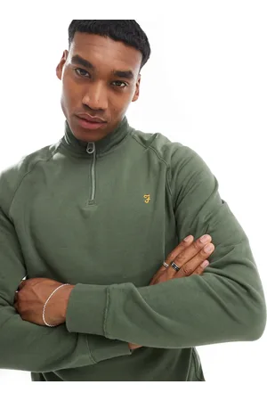 Farah Jim half zip sweatshirt in khaki