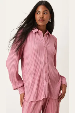VILA Plisse shirt co-ord in dusty