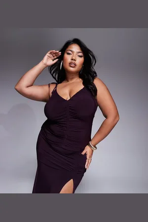 ASOS ASOS DESIGN Curve co-ord slinky ruched cami top in blackcurrant