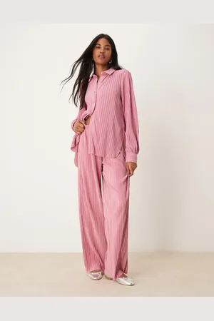 VILA Plisse wide leg trouser co-ord in dusty