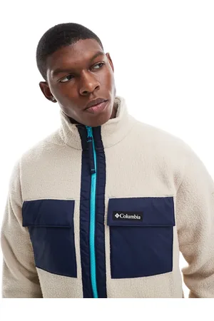 Columbia Colourblock pebbled full zip fleece in ancient fossil