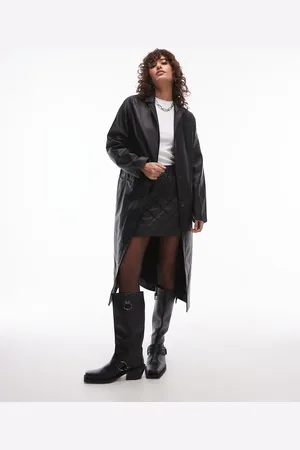 AllSaints Aire long leather coat in