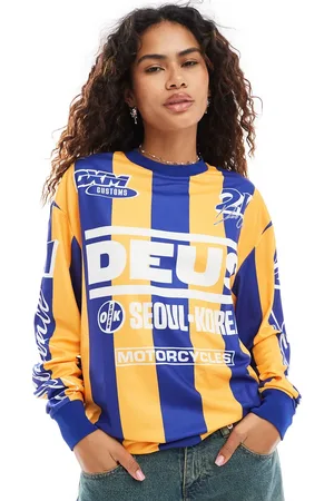 Deus Ex Machina X ASOS exclusive stripe motocross long sleeve t-shirt in