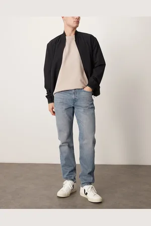 MANGO Mid waist straight leg jean in mid wash