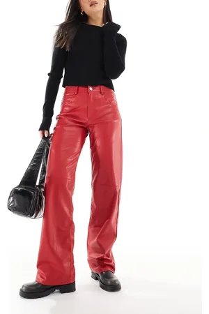 Pull&Bear Straight leg faux leather trouser in